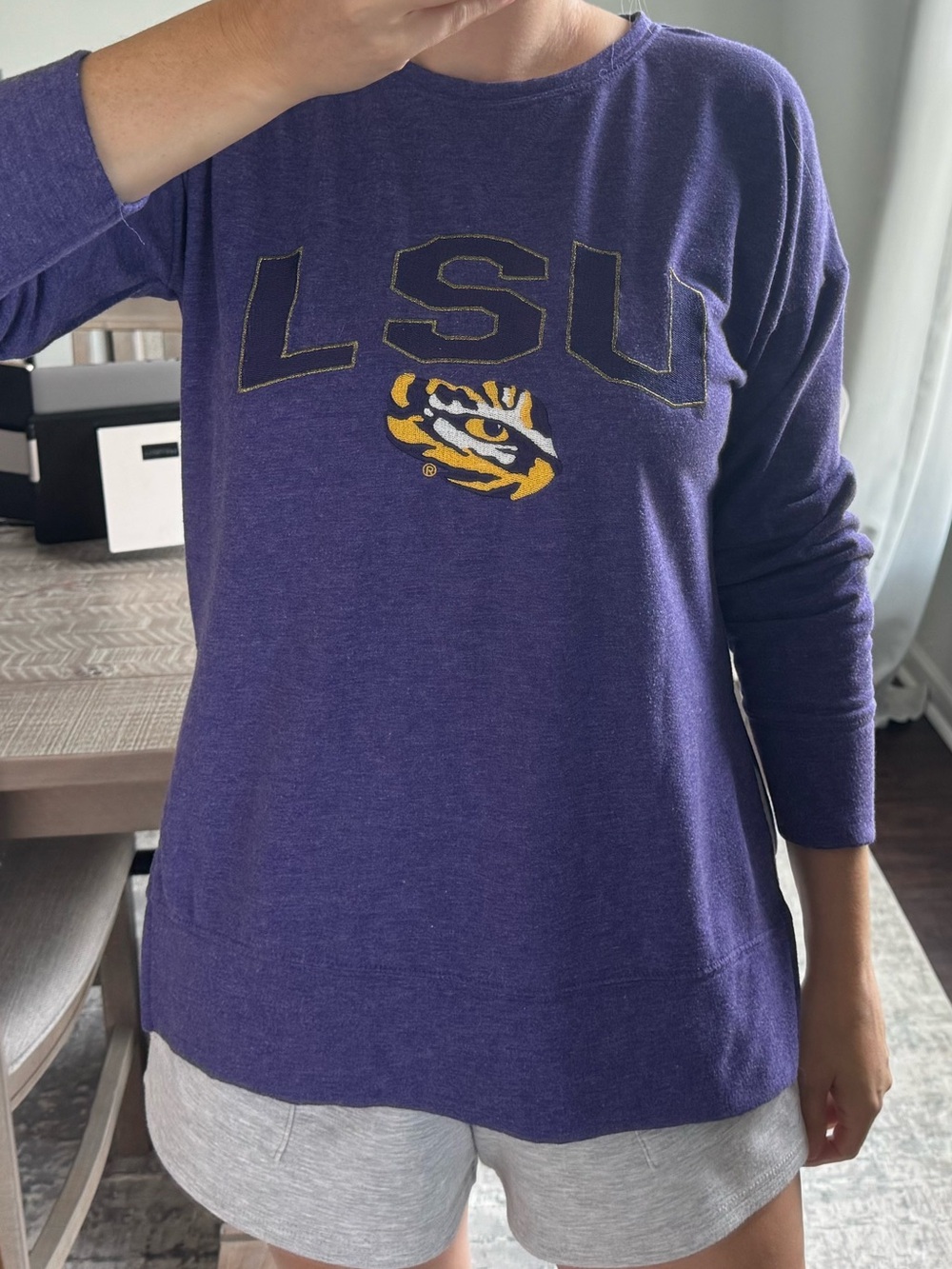 LSU Tigers Purple Crewneck Sweatshirt with Tiger Logo